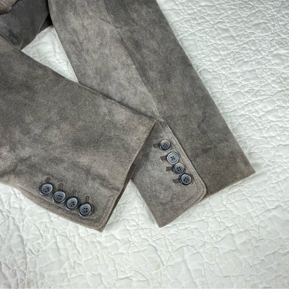 🔥Y2K Ann Taylor Brown Chocolate Suede Blazer 100% Leather Preppy Jacket Women 14 - Picture 9 of 16